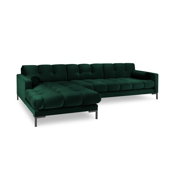 Тъмнозелен ъглов диван от кадифе , ляв ъгъл Bali - Cosmopolitan Design-image-2