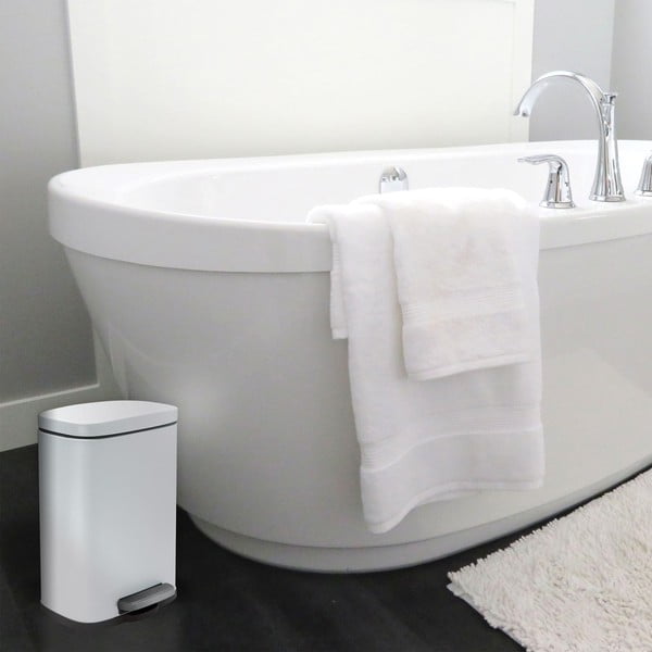 Стоманено кошче за боклук с педал в матово бял цвят 5 l   Akira – Spirella-image-2