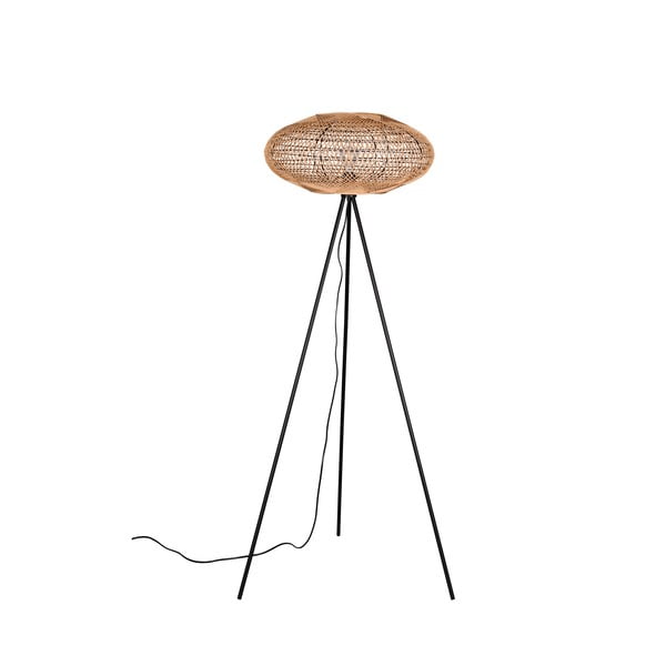 Подова лампа в черно-природен цвят (височина 150 cm) Hedda - Trio