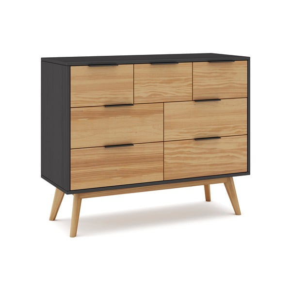 Нисък скрин от черен/естествен бор 120x83 cm Lavis - Marckeric-image-4