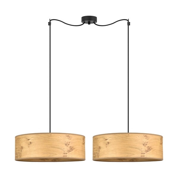 Бежова висяща лампа с две рамена, изработена от дървесен фурнир XL, ⌀ 45 cm Ocho - Sotto Luce