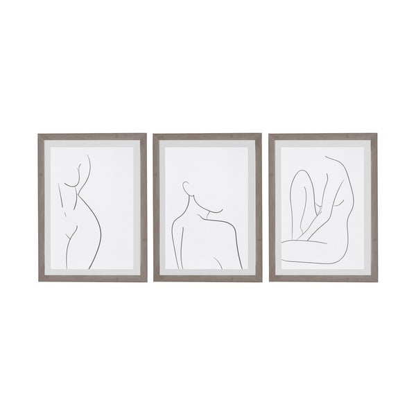 Комплект от 3 картини за стена в рамка Проучвания на тялото, 30 x 40 cm Body Studies 2 - Surdic