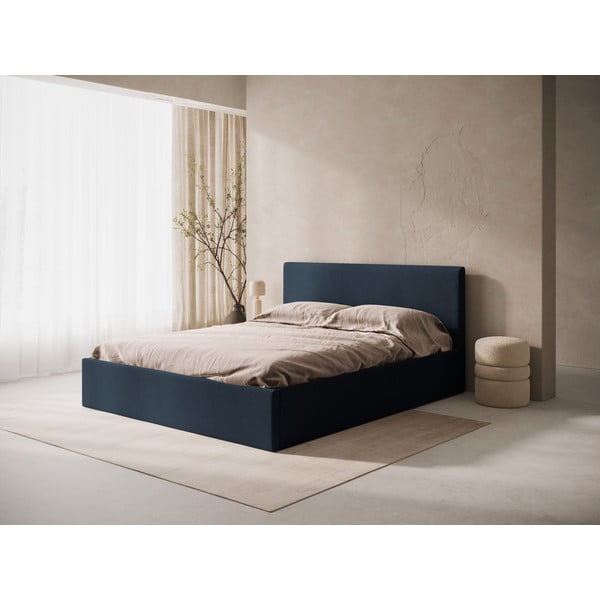 Тъмносиня тапицирана табла за легло 210,5x100 cm Remo – Micadoni -image-1