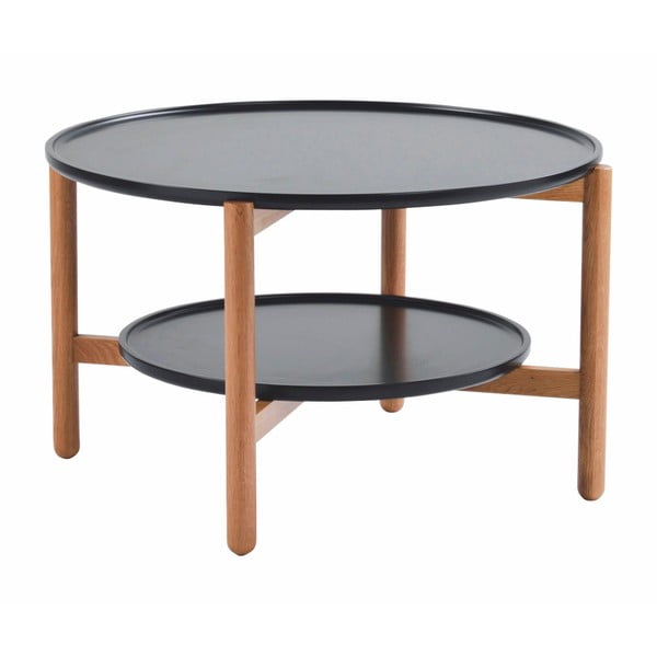 Černý dubový stolek Folke Wendigo, ⌀ 80 cm