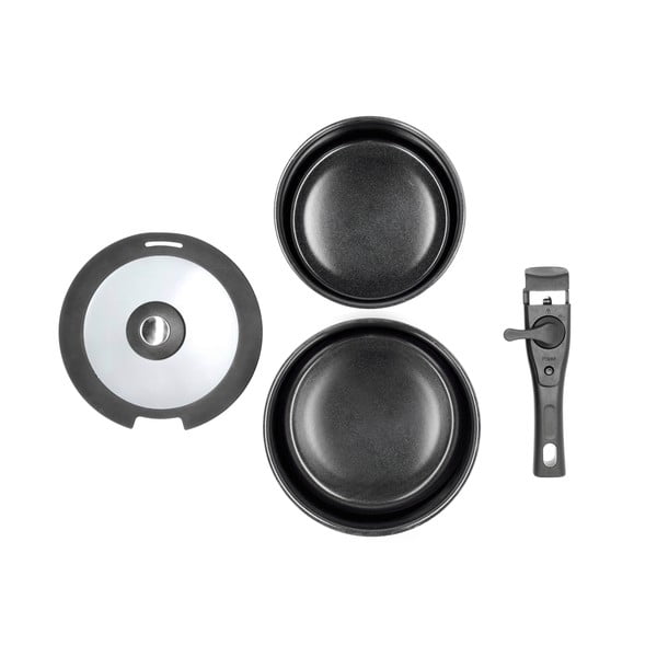 Алуминиев комплект тигани с подвижна дръжка 2 бр. с капак и незалепващо покритие 2,4 l – Holm-image-2