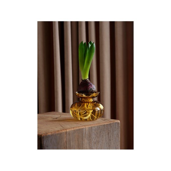 Стъклена ръчно изработена ваза в цвят жълта охра (височина 9 cm) Inu – Zone-image-3