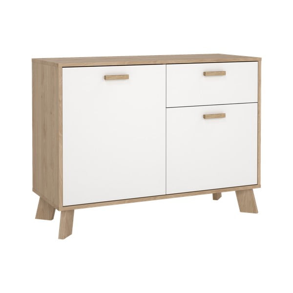 Скрин от дъбов декор в бял и естествен цвят 99x73x39 cm Ikast – Tvilum-image-4