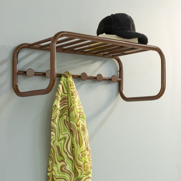 Тъмнокафява метална стенна закачалка с рафт 72 cm Retro – Spinder Design-image-1
