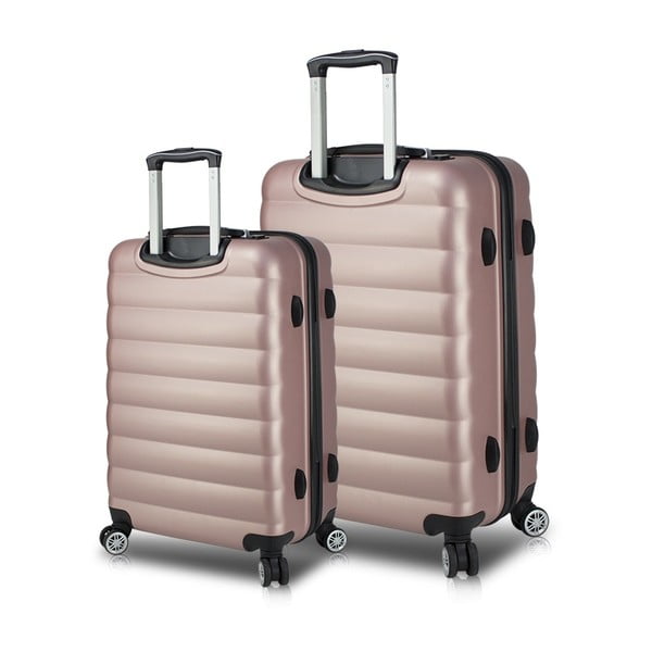 Комплект от 2 розови куфара за пътуване на колелца с USB портове My Valice RESSNO Голям и среден - Myvalice