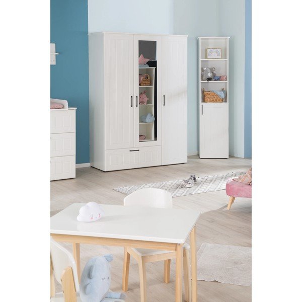 Бял детски гардероб с огледало 139x190 cm Sylt - Roba-image-4