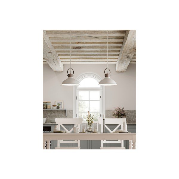 Бяло висящо осветително тяло с метален абажур Mees – GTV-image-1