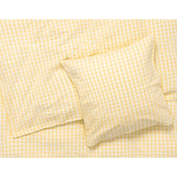 Жълто и бяло крепирано спално бельо за единично легло 140x200 cm Bæk&Bølge - JUNA-image-1