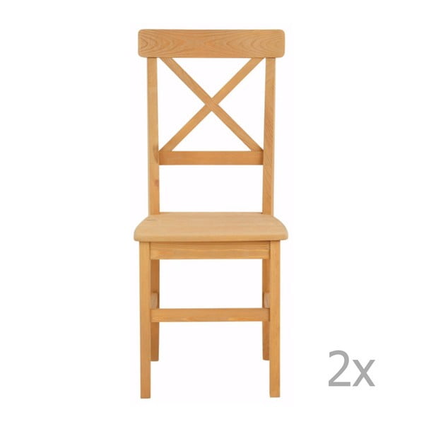 Sada 2 jídelních židlí z masivního borovicového dřeva Støraa Nicoline