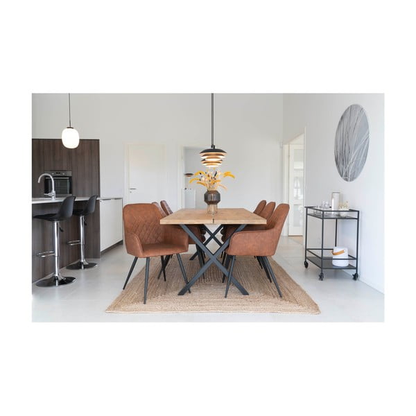 Кафяви тапицирани трапезни столове в комплект с подлакътници 2 бр. Harbo – House Nordic-image-3