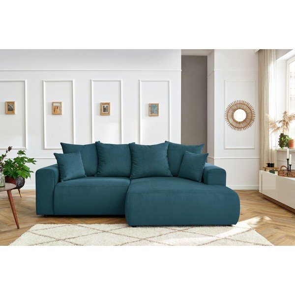 Син кадифен ъглов диван Enjoy – Bobochic Paris-image-1
