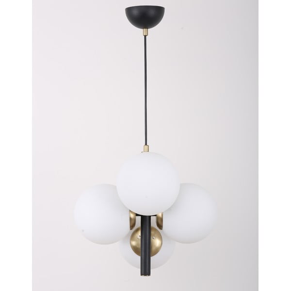 Черно-бяла висяща лампа със стъклен абажур ø 15 cm Forte - Squid Lighting-image-3