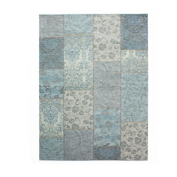 Синьо-сив пачуърк килим от шенил с патешко яйце, 120 x 170 cm - Flair Rugs