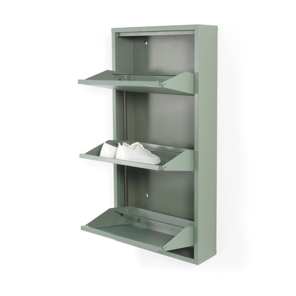 Сиво-зелена метална накланяща се стойка за обувки 50x103x15 cm Billy – Spinder Design-image-2