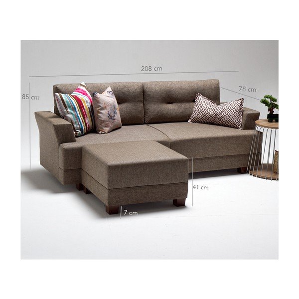 Кафяв диван ляв ъгъл Ingrid - Balcab Home-image-1