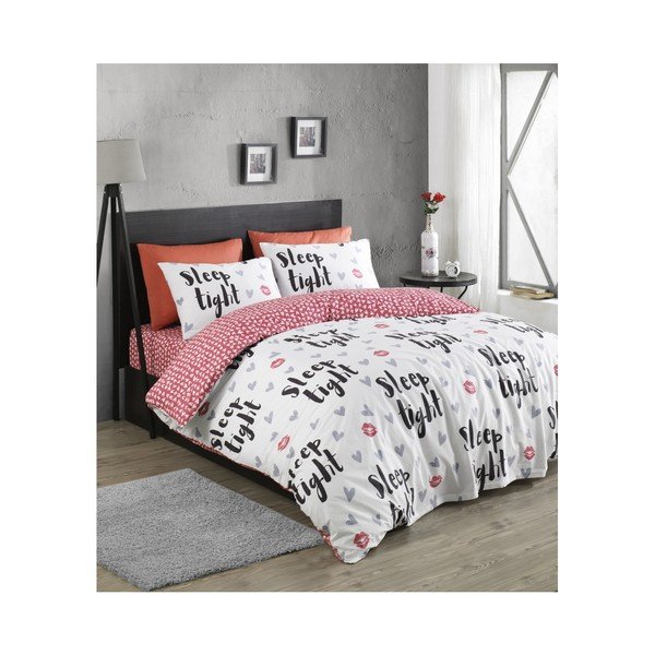 Чаршаф за единично легло SleepTight Fuchsia & White от памук Ranforce, 140 x 200 cm - Mijolnir-image-1
