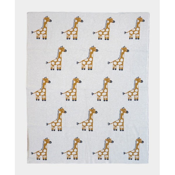 Бежово памучно бебешко одеяло 100x80 cm Giraffe - Rocket Baby
