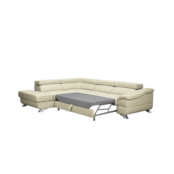 Béžová kožená rozkládací rohová pohovka Windsor & Co Sofas Gamma, levý roh-image-3