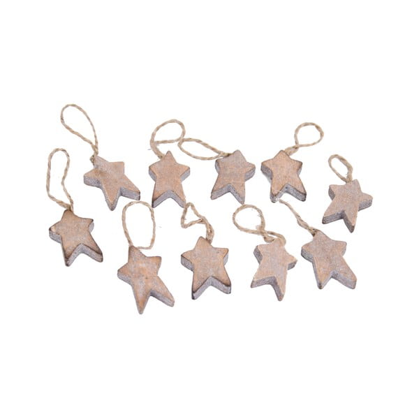 Комплект от 10 кафяви дървени орнамента Морска звезда, 2,3 x 4 cm - Ego Dekor