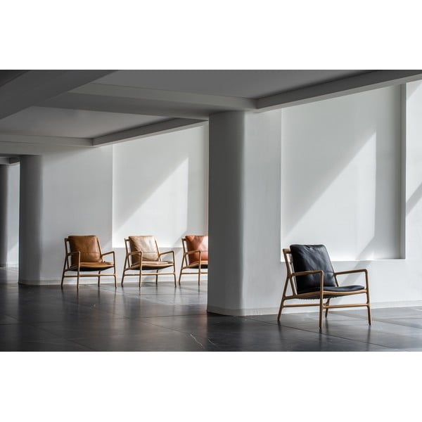 Кожен фотьойл в черно-натурален цвят Dedo - Gazzda-image-2