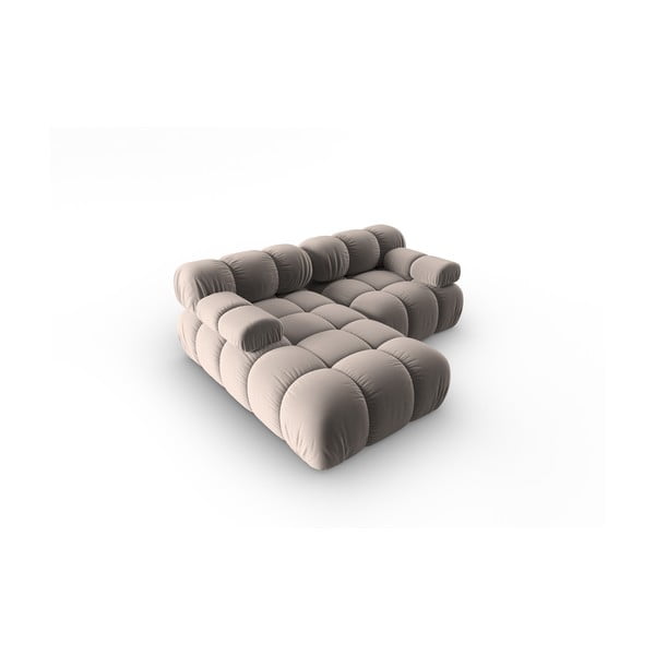 Светлокафяв кадифен модулен ъглов диван (ляв ъгъл) Bellis – Micadoni -image-4