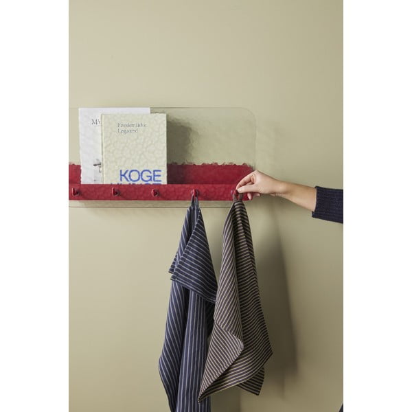 Червена метална стенна закачалка с рафт Shack - Hübsch-image-1