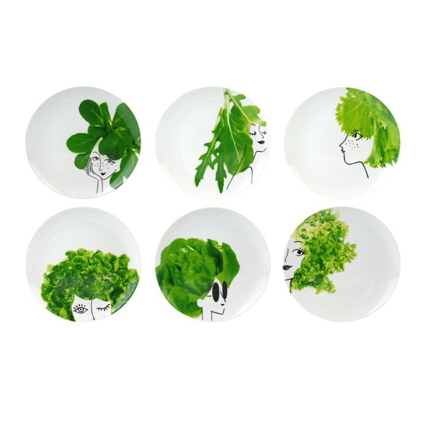 Комплект от 6 порцеланови купи за салата Mes Petites Salades Plates, ⌀ 25 cm - Le Studio