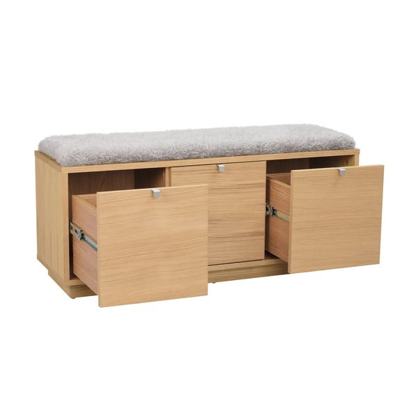 Сива/естествена стойка за обувки от декор от дъб  за сядане Confetti – Rowico-image-3