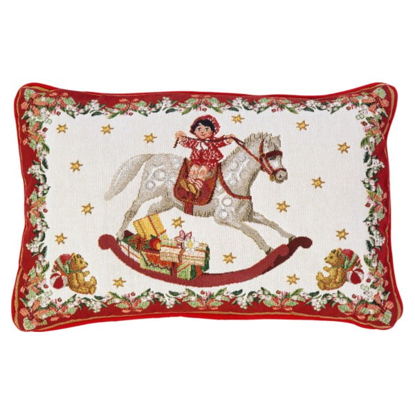 Декоративна възглавница от червен и бял памук с коледен мотив Villeroy & Boch Toys Fantasy, 32 x 48 cm - Villeroy&Boch