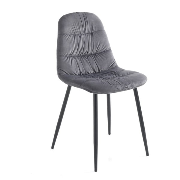 Комплект от 4 сиви пухкави трапезни стола - Tomasucci