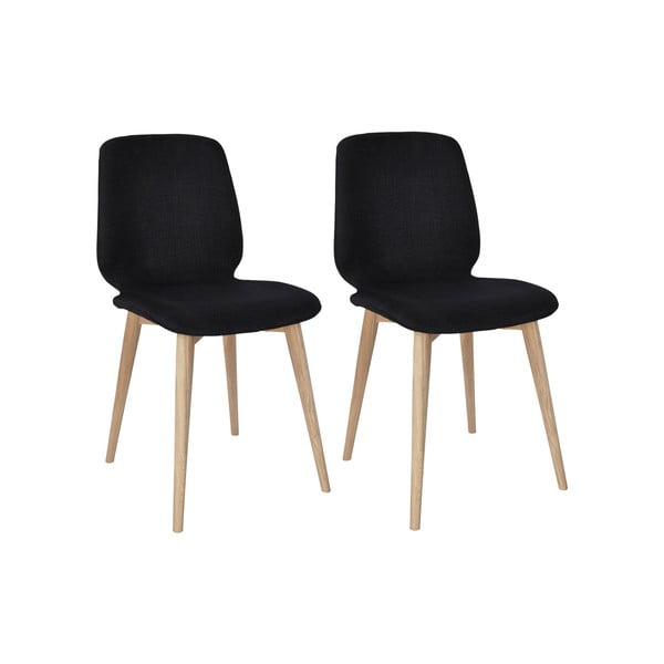 Комплект от 2 черни трапезни стола с масивни дъбови крака WOOD AND VISION Classic - Wood and Vision