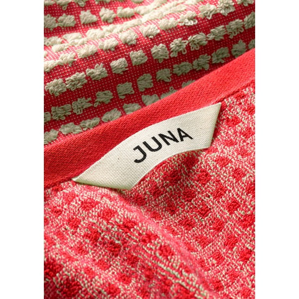 Червена кърпа от органичен памук от тери 50x100 cm Check – JUNA-image-4