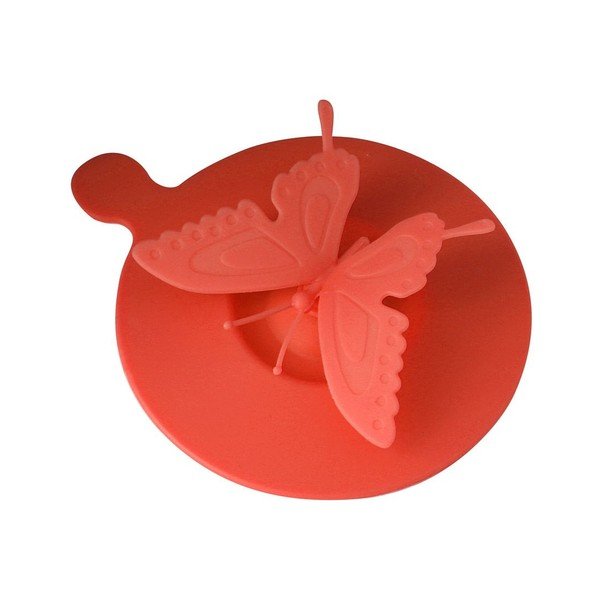 Silikonové víčko na hrnky Butterfly, červené