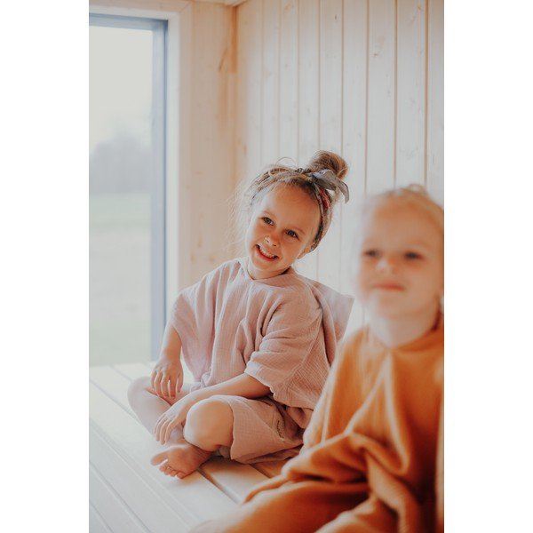 Розово муселиново бебешко пончо размер M - Malomi Kids-image-3