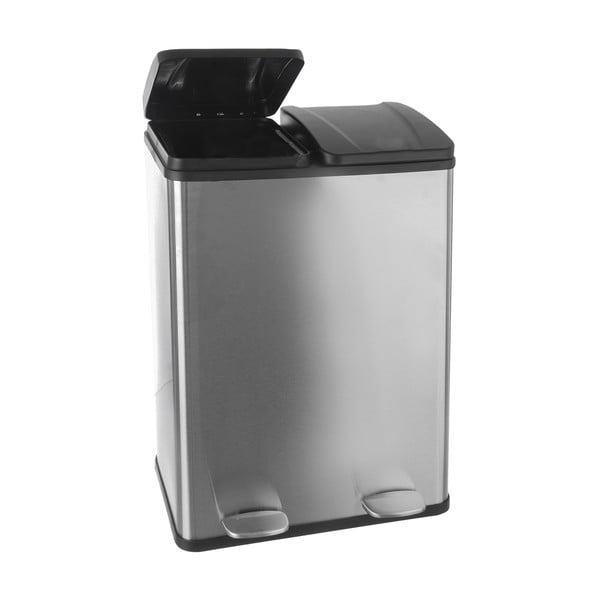 Кошче за боклук за рециклиране с педал от неръждаема стомана в лъскаво сребриато 2x30 l Duo – Orion-image-2