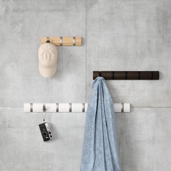 Стенна закачалка от масивен бор в матово бял цвят 81 cm Flip – Umbra-image-2
