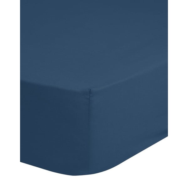 Тъмносин памучен чаршаф с ластик , 180 x 200 cm - Good Morning-image-1