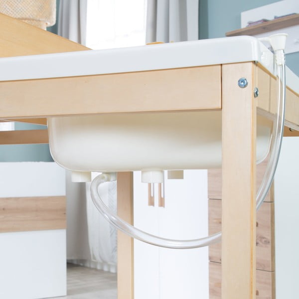 Маса за повиване от декор от бреза в бял и естествен цвят Baby Pool – Roba-image-3