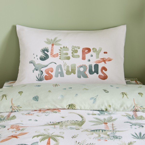 Кремаво единично  фланелено детско спално бельо 135x200 cm Brushed Sleepy Saurus Dino – Catherine Lansfield-image-4