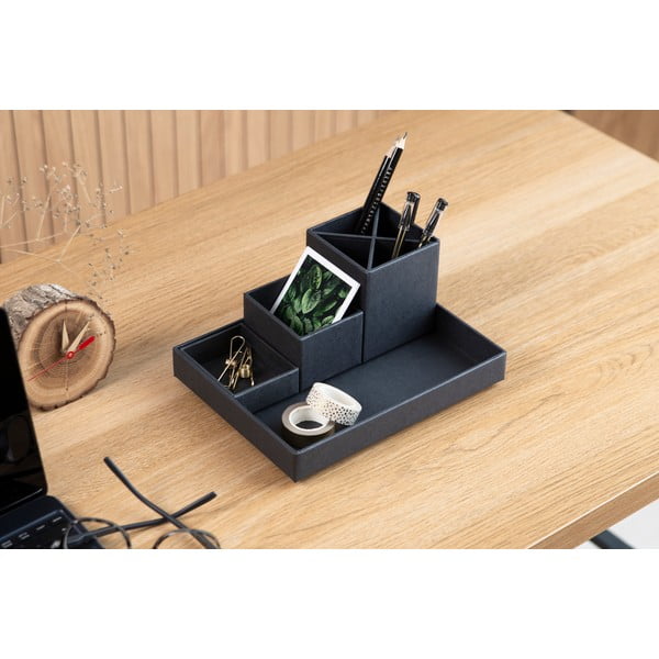 Тъмно сив органайзер за бюро за писане от 4 части Lena - Bigso Box of Sweden-image-3