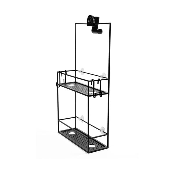 Черен висящ стоманен рафт за баня Cubiko - Umbra-image-3