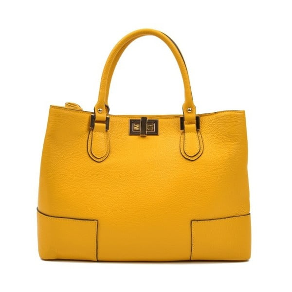 Жълта кожена чанта Anna Luchini Misseria - Anna Luchini