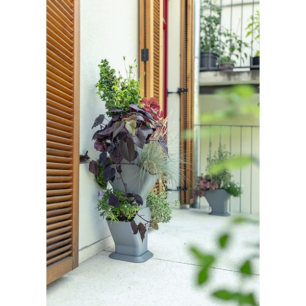 Сив самонапояващ се вертикален плантатор Tree - Plastia-image-1
