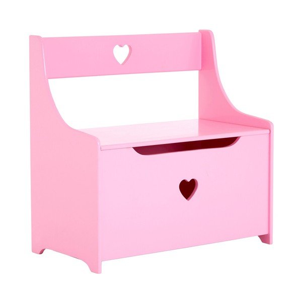 Розово детско шкафче с пейка 60x62x34 cm Pink Heart – Premier Housewares