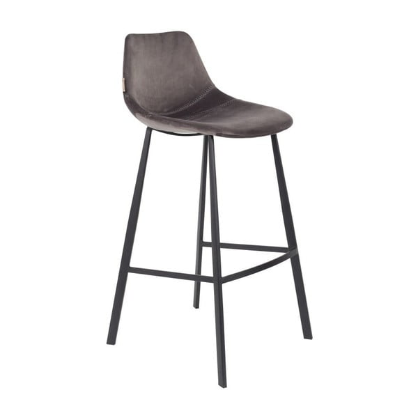 Комплект от 2 сиви бар стола с кадифена тапицерия, височина 106 см Franky - Dutchbone