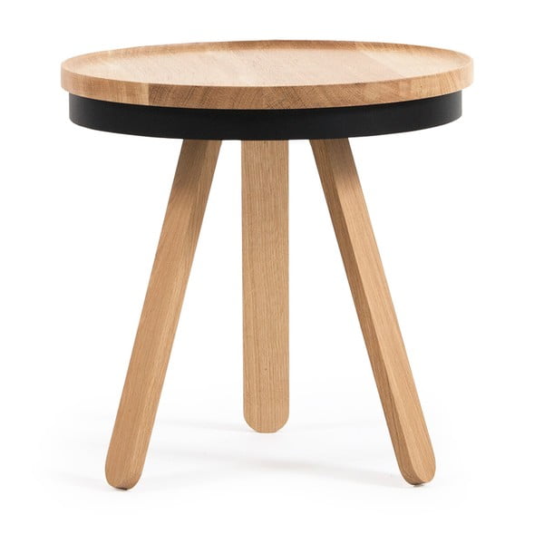 Přírodno-černý odkládací stolek z dubového dřeva s podnosem Woodendot Batea S